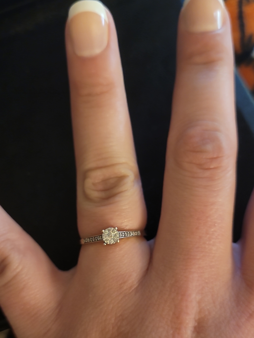 14k Gold Solitaire Pavé Engagement Ring with Round Center Stone